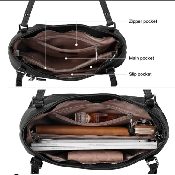 Bostanten Black Pebble Genuine Leather Tote - Picture 10 of 15